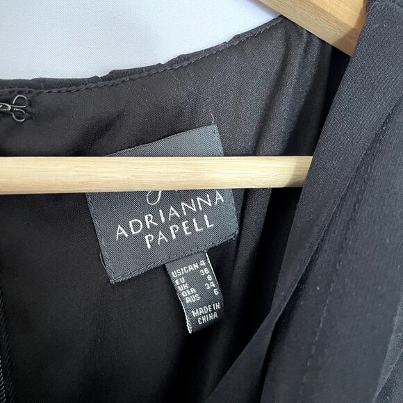 Adrianna Papell LBD black dress asymetric flutter sleeveless career size 4 - Picture 3 of 7